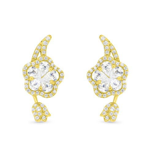 [EAR02WCZ00000B731] Sterling Silver 925 Earring Gold Plated Embedded With White CZ