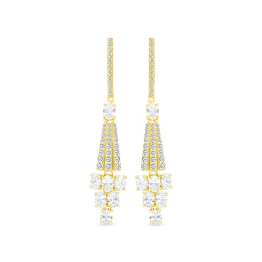 [EAR02WCZ00000B733] Sterling Silver 925 Earring Gold Plated Embedded With White CZ