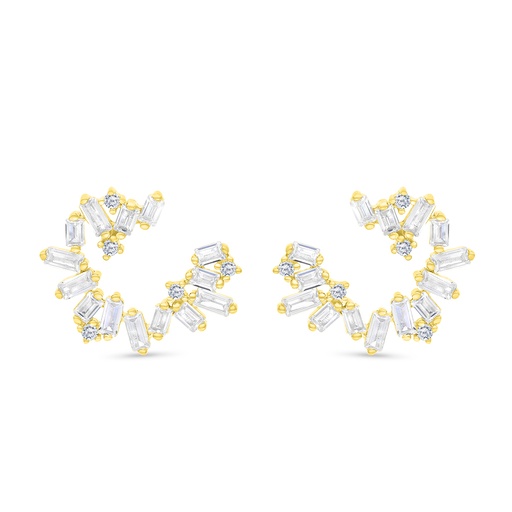 [EAR02WCZ00000B735] Sterling Silver 925 Earring Gold Plated Embedded With White CZ