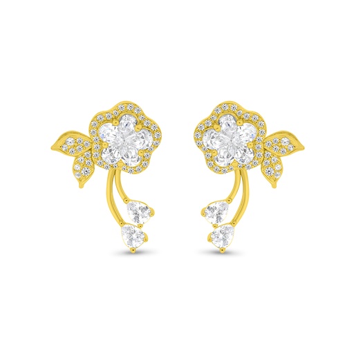 [EAR02WCZ00000B736] Sterling Silver 925 Earring Gold Plated Embedded With White CZ