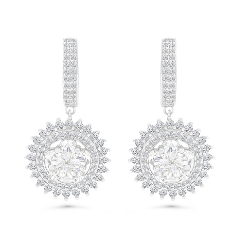 [EAR01WCZ00000B737] Sterling Silver 925 Earring Rhodium Plated Embedded With White CZ