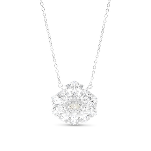 [NCL01CIT00WCZA671] Sterling Silver 925 Necklace Rhodium Plated Embedded With Yellow Zircon And White CZ
