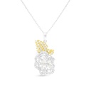 Sterling Silver 925 Necklace Rhodium And Gold Plated Embedded With Yellow Zircon And White CZ