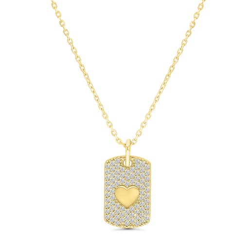 [NCL02WCZ00000A733] Sterling Silver 925 Necklace Gold Plated Embedded With White CZ