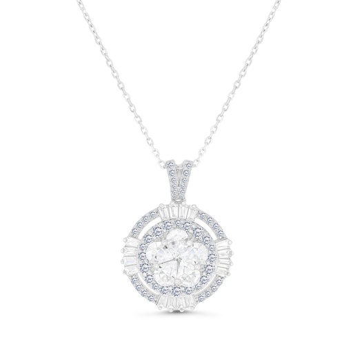 [NCL01WCZ00000A748] Sterling Silver 925 Necklace Rhodium Plated Embedded With White CZ