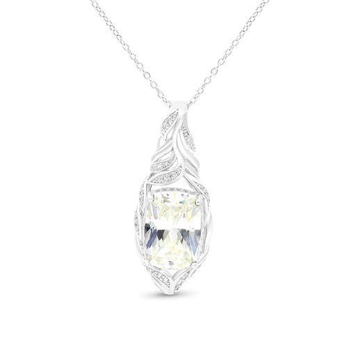[NCL01CIT00WCZA757] Sterling Silver 925 Necklace Rhodium Plated Embedded With Yellow Zircon And White CZ