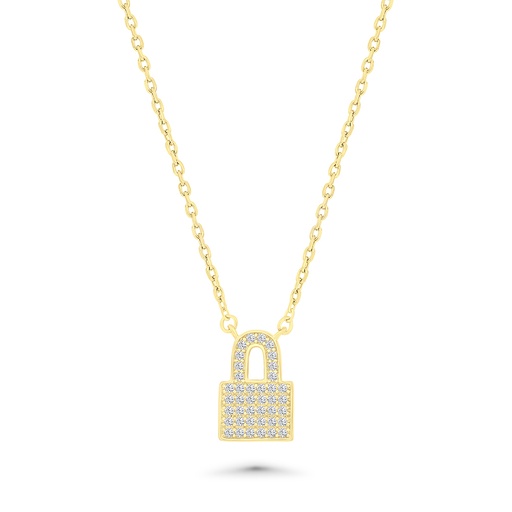 [NCL02WCZ00000A758] Sterling Silver 925 Necklace Gold Plated Embedded With White CZ
