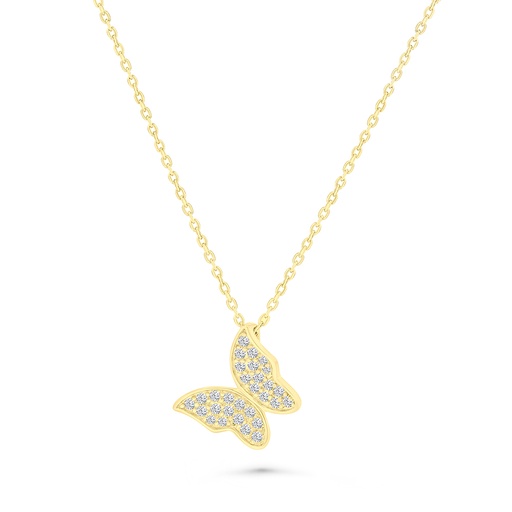 [NCL02WCZ00000A759] Sterling Silver 925 Necklace Gold Plated Embedded With White CZ