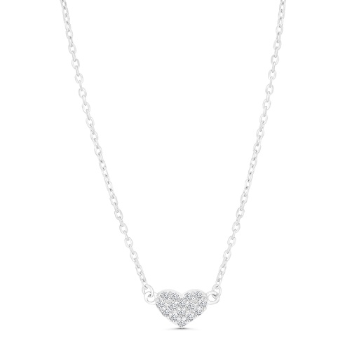 [NCL01WCZ00000A763] Sterling Silver 925 Necklace Rhodium Plated Embedded With White CZ