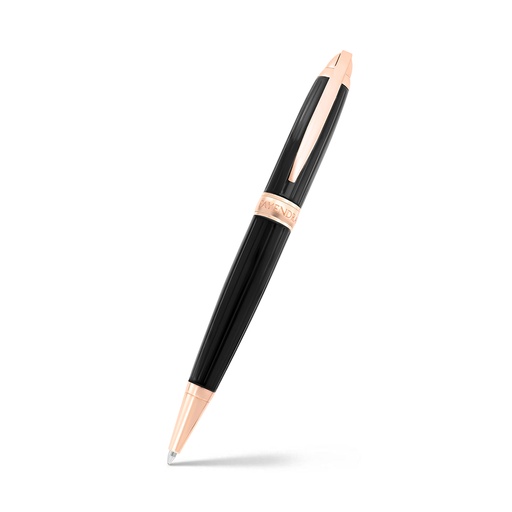 [PEN09BLK07000A010] Fayendra Pen Rose Gold Plated black lacquer