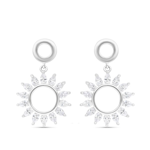 [EAR01WCZ00000B850] Sterling Silver 925 Earring Rhodium Plated Embedded With White CZ