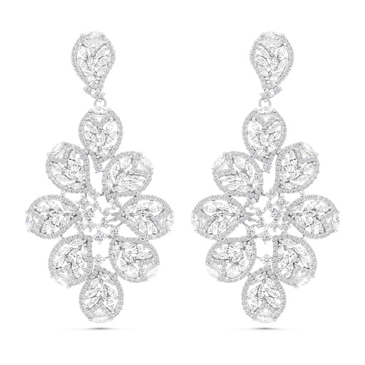 [EAR01WCZ00000B854] Sterling Silver 925 Earring Rhodium Plated Embedded With White CZ