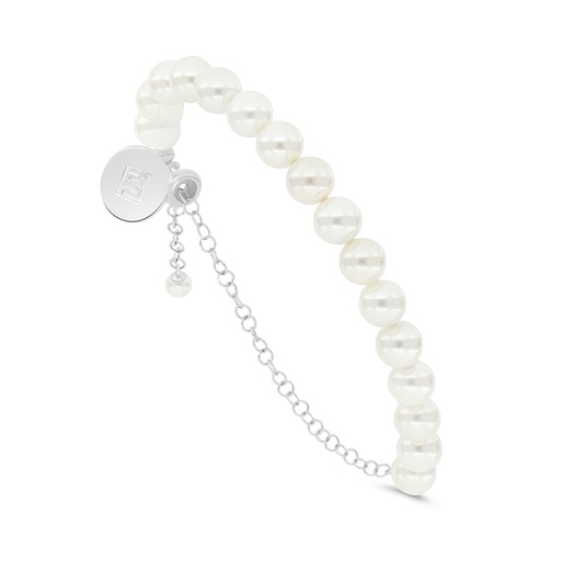 [BRC01PRL00000A983] Sterling Silver 925 Bracelet Rhodium Plated Embedded With White natural Pearl
