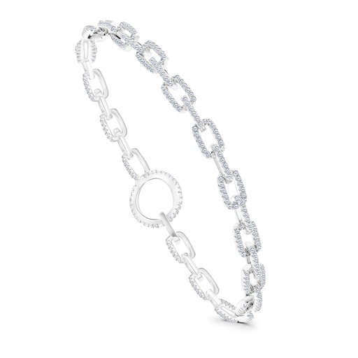 [BRC01WCZ00000A988] Sterling Silver 925 Bracelet Rhodium Plated Embedded With White CZ