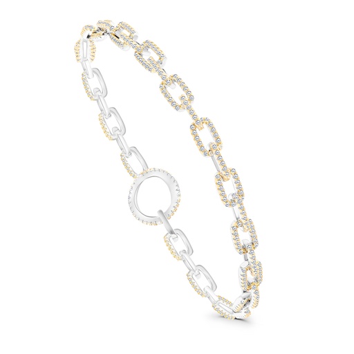 [BRC28WCZ00000A988] Sterling Silver 925 Bracelet Rhodium And Gold Plated Embedded With White CZ
