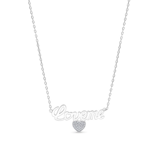 [NCL01WCZ00000A927] Sterling Silver 925 Necklace Rhodium Plated Embedded With White CZ