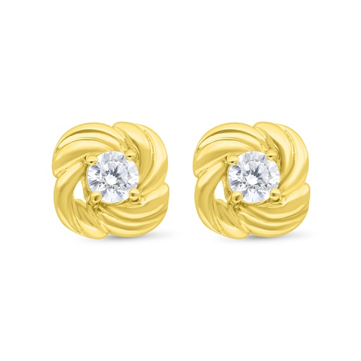 [EAR02WCZ00000B868] Sterling Silver 925 Earring Gold Plated Embedded With White Zircon