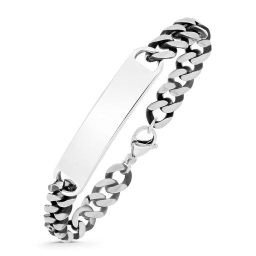 [BRC0900000000A063] Stainless Steel 304L Bracelet, Rhodium And Black Plated For Men's