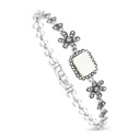 Sterling Silver 925 Bracelet Embedded With Natural White Shell And Marcasite Stones
