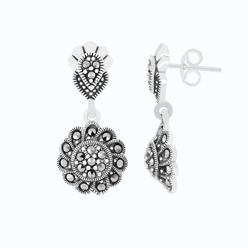 [EAR04MAR00000A182] Sterling Silver 925 Earring Embedded With Marcasite Stones