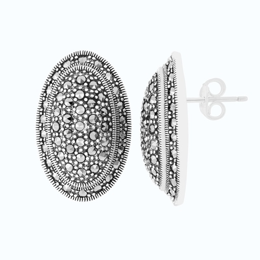 [EAR04MAR00000A184] Sterling Silver 925 Earring Embedded With Marcasite Stones
