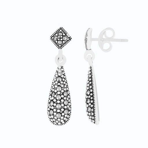 [EAR04MAR00000A186] Sterling Silver 925 Earring Embedded With Marcasite Stones