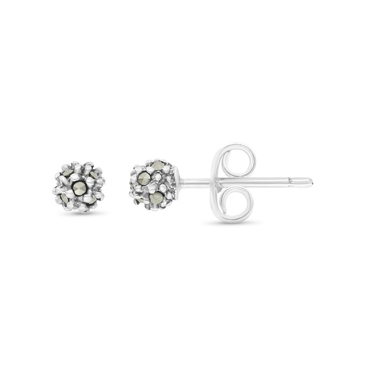[EAR04MAR00000A138] Sterling Silver 925 Earring Embedded With Marcasite Stones