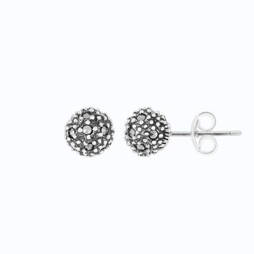 [EAR04MAR00000A190] Sterling Silver 925 Earring Embedded With Marcasite Stones