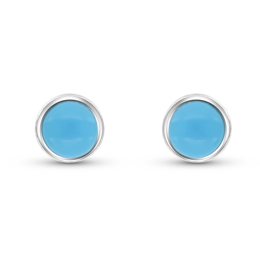 [EAR0400000TRQA482] Sterling Silver 925 Earring Embedded With Natural Processed Turquoise