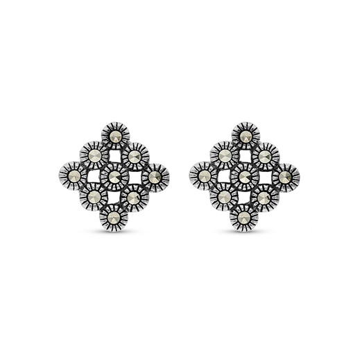 [EAR04MAR00000A146] Sterling Silver 925 Earring Embedded With Marcasite Stones