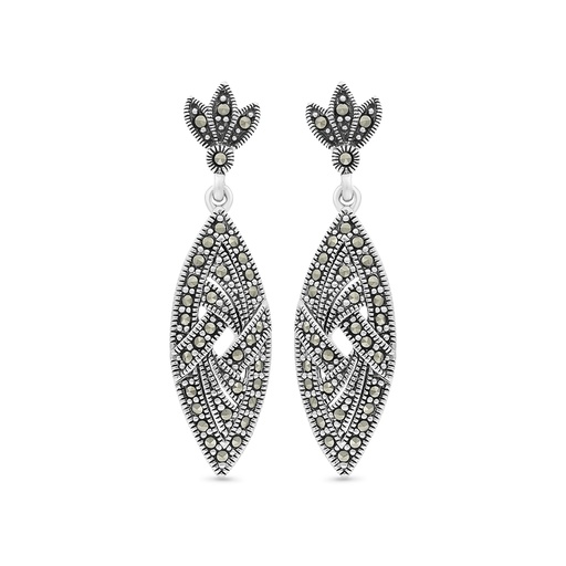 [EAR04MAR00000A147] Sterling Silver 925 Earring Embedded With Marcasite Stones