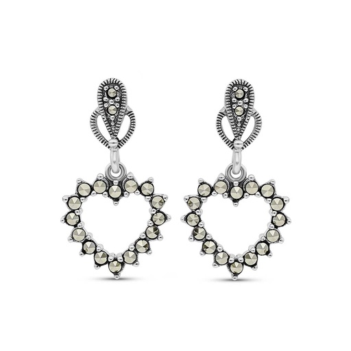 [EAR04MAR00000A150] Sterling Silver 925 Earring Embedded With Marcasite Stones