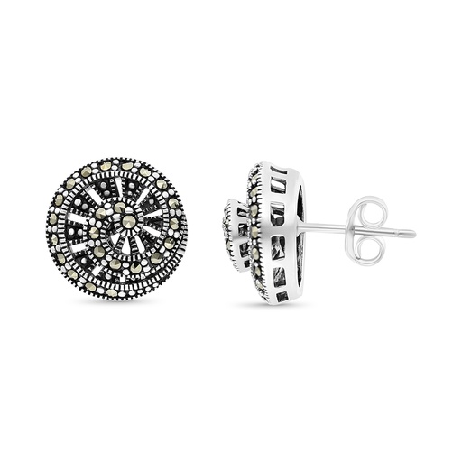 [EAR04MAR00000A151] Sterling Silver 925 Earring Embedded With Marcasite Stones