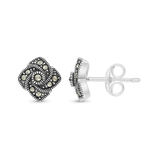 [EAR04MAR00000A157] Sterling Silver 925 Earring Embedded With Marcasite Stones