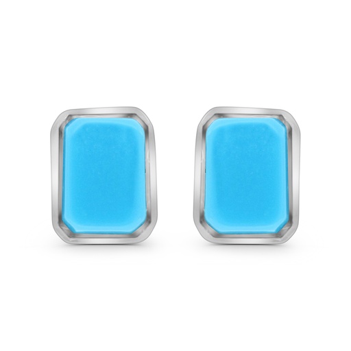[EAR0400000TRQA351] Sterling Silver 925 Earring Embedded With Natural Processed Turquoise