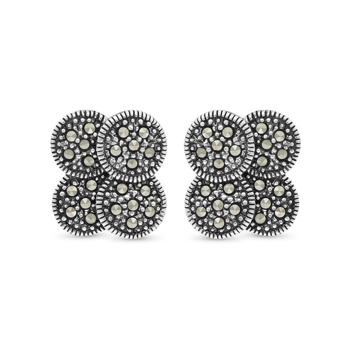 [EAR04MAR00000A167] Sterling Silver 925 Earring Embedded With Marcasite Stones