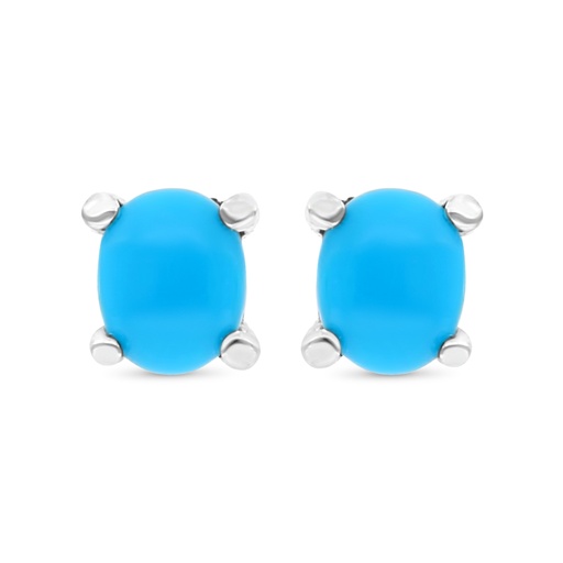 [EAR0400000TRQA416] Sterling Silver 925 Earring Embedded With Natural Processed Turquoise