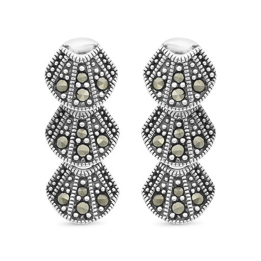 [EAR04MAR00000A171] Sterling Silver 925 Earring Embedded With Marcasite Stones