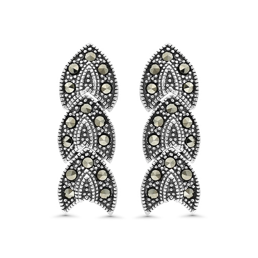 [EAR04MAR00000A172] Sterling Silver 925 Earring Embedded With Marcasite Stones