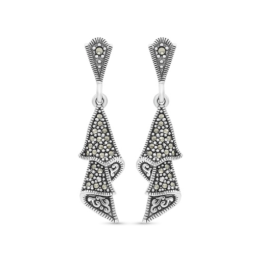 [EAR04MAR00000A175] Sterling Silver 925 Earring Embedded With Marcasite Stones