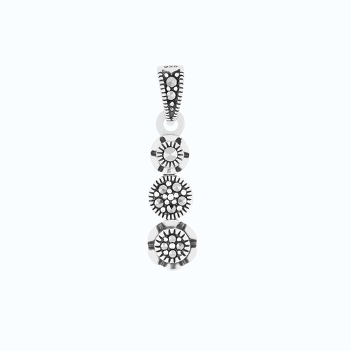[PND04MAR00000A193] Sterling Silver 925 Pendant Embedded With Marcasite Stones