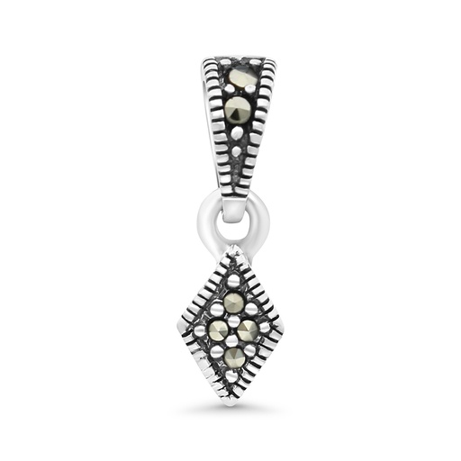 [PND04MAR00000A158] Sterling Silver 925 Pendant Embedded With Marcasite Stones