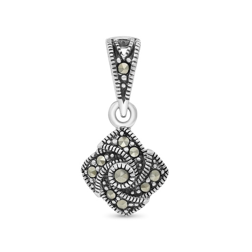 [PND04MAR00000A170] Sterling Silver 925 Pendant Embedded With Marcasite Stones