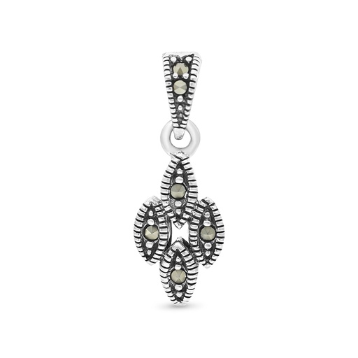 [PND04MAR00000A157] Sterling Silver 925 Pendant Embedded With Marcasite Stones
