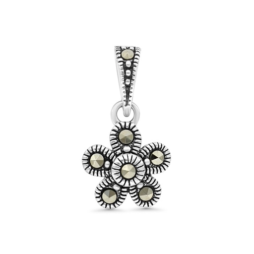 [PND04MAR00000A165] Sterling Silver 925 Pendant Embedded With Marcasite Stones