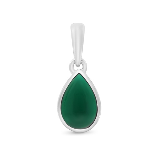 [PND0400000GAGA467] Sterling Silver 925 Pendant Embedded With Natural Green Agate