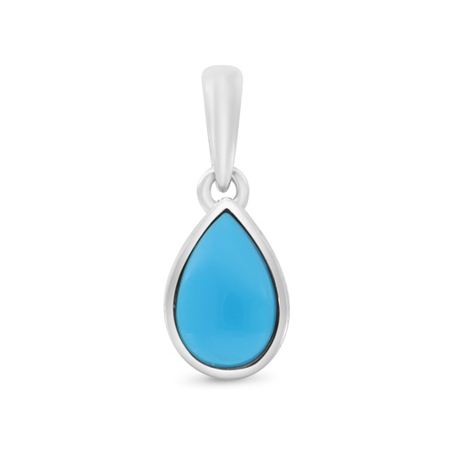 [PND0400000TRQA467] Sterling Silver 925 Pendant Embedded With Natural Processed Turquoise