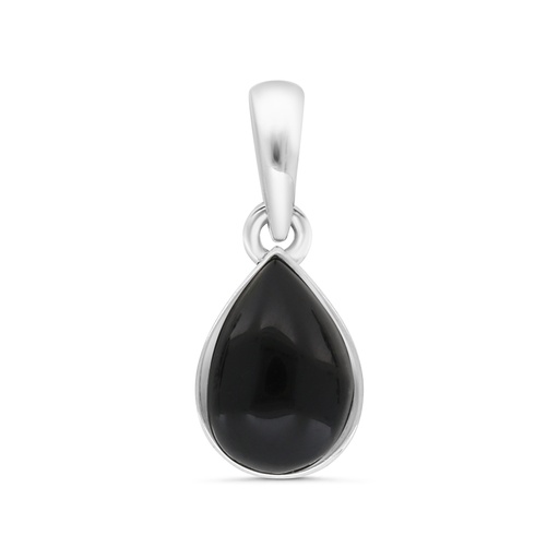 [PND0400000ONXA467] Sterling Silver 925 Pendant Embedded With Natural Black Agate And Marcasite Stones
