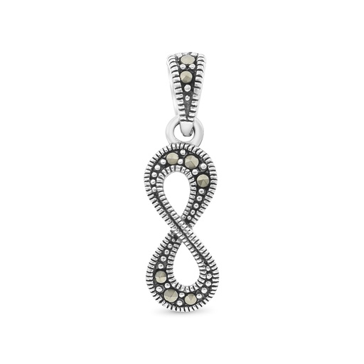 [PND04MAR00000A173] Sterling Silver 925 Pendant Embedded With Marcasite Stones