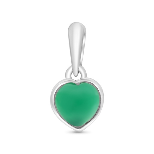 [PND0400000GAGA437] Sterling Silver 925 Pendant Embedded With Natural Green Agate  